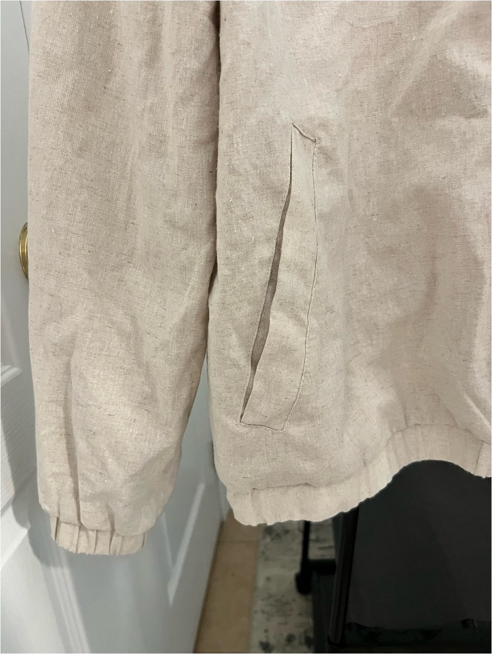 Urban Heritage Resort Linen Bomber Jacket Women’s Large Beige Zip Up - Picture 3 of 6